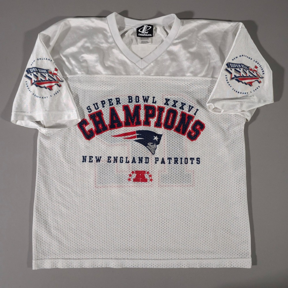 Logo Athletic Jersey Mens XL New England Patriots Super Bowl XXXVI Tom Brady 12